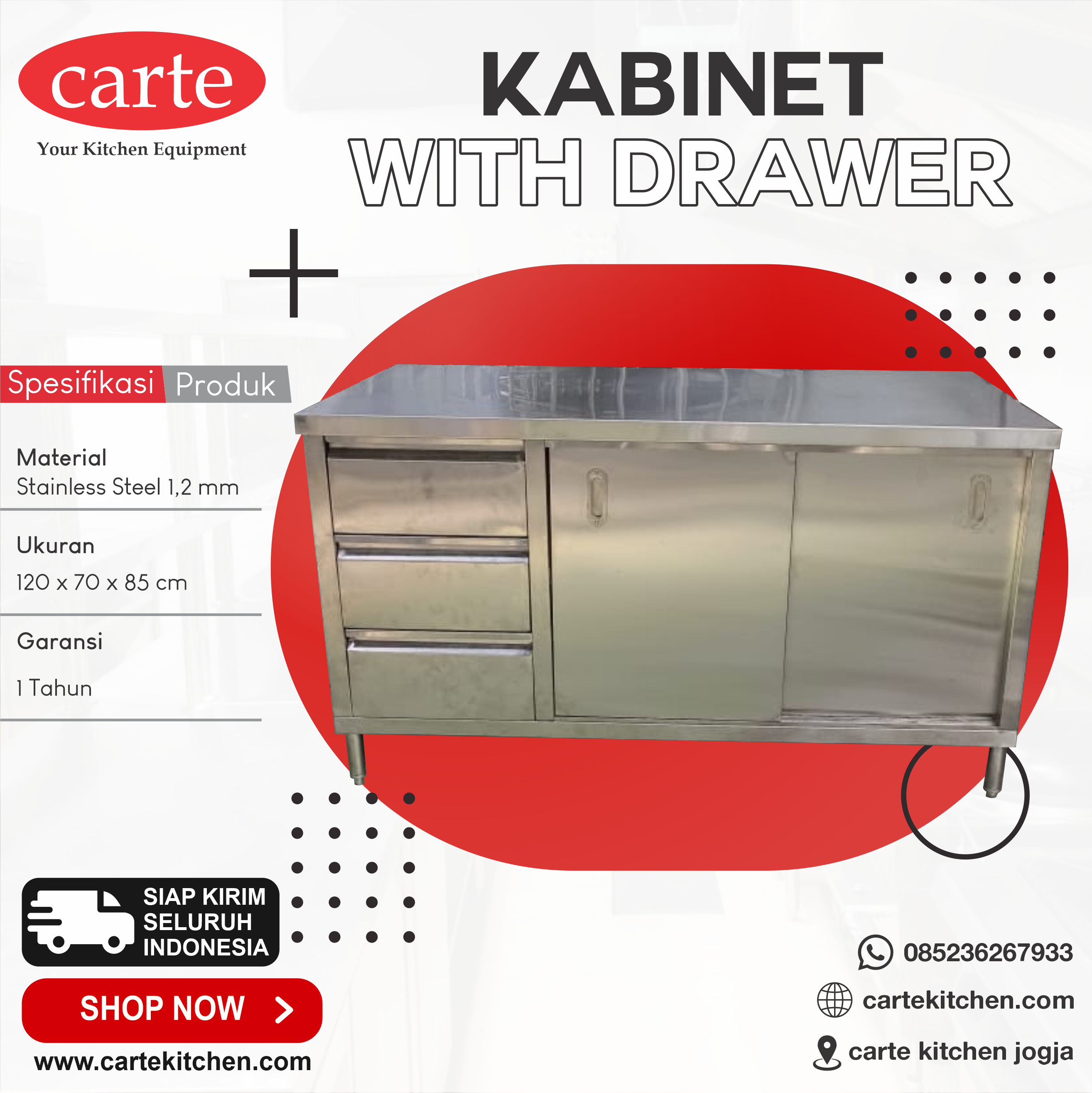 Tingkatkan Fungsionalitas Dapur Anda: Kabinet Laci Stainless Steel Carte Kitchen